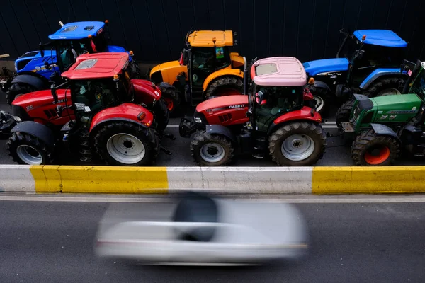 Farmers Tractors Belgium Northern Region Flanders Take Part Protest New — Stockfoto