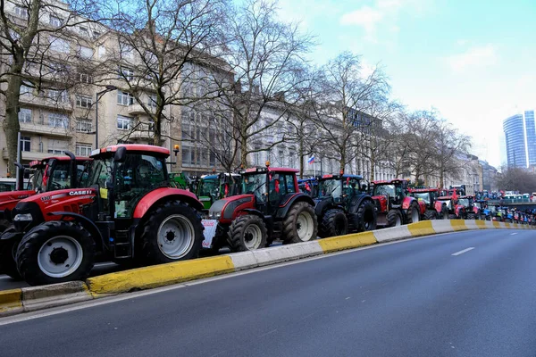 Belçika Nın Kuzeyindeki Flanders Bölgesinden Traktörleriyle Çiftçiler Mart 2023 Brüksel — Stok fotoğraf