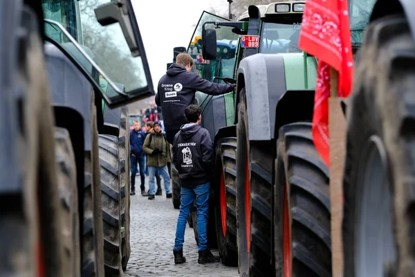 Farmers Tractors Belgium Northern Region Flanders Take Part Protest New — Stock fotografie