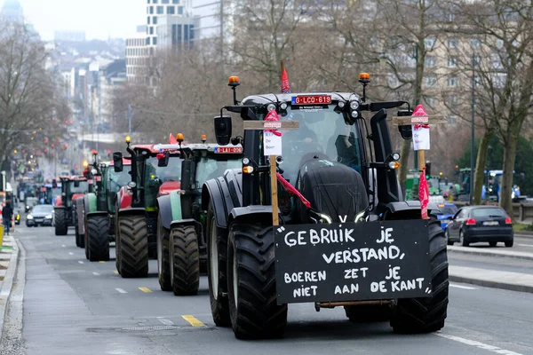 Farmers Tractors Belgium Northern Region Flanders Take Part Protest New — 스톡 사진