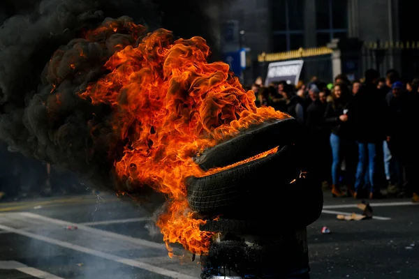 Tires Burning Protest Farmers Belgium Northern Region Flanders New Regional — Fotografia de Stock