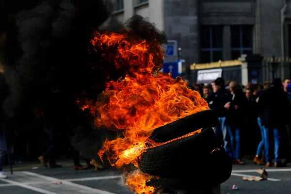 Tires Burning Protest Farmers Belgium Northern Region Flanders New Regional — Photo