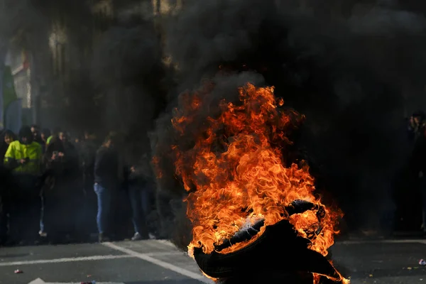 Tires Burning Protest Farmers Belgium Northern Region Flanders New Regional — ストック写真