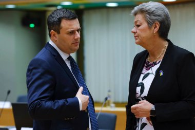 Bakan Byron Camilleri, 9 Mart 2023 'te Belçika' nın Brüksel kentindeki AB genel merkezine bir Adalet ve İçişleri Konseyi 'ne katılmak üzere geldi..