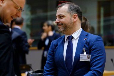 Bakan Kaspars Abolins, 9 Mart 2023 'te Belçika' nın Brüksel kentindeki AB genel merkezine bir Adalet ve İçişleri Konseyi 'ne katılmak üzere geldi..