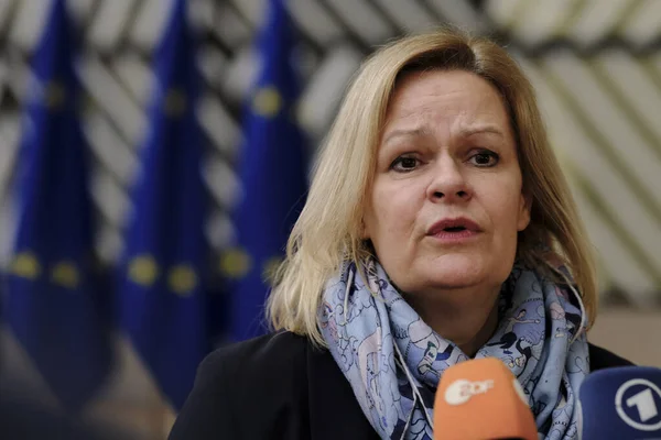 Nancy Faeser Miniszter 2023 Március Érkezik Brüsszeli Székhelyére Hogy Részt — Stock Fotó