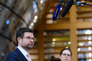 Marco BUSCHMANN, Adalet ve İçişleri Bakanı 10 Mart 2023 'te Brüksel, Belçika' daki AB genel merkezine geldi..