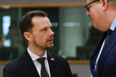 Peter HUMELGAARD, Adalet ve İçişleri Konseyi için 10 Mart 2023 'te Brüksel, Belçika' daki AB genel merkezine geldi..