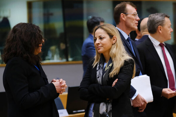 Anna KOUKKIDES PROKOPIOU, Minister arrives for a Justice and Home Affairs Council at the EU headquarters  in Brussels, Belgium on March 10, 2023