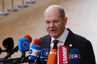 Almanya Başbakanı Olaf Scholz, 23 Mart 2023 'te Brüksel' deki AB genel merkezinde yapılacak AB zirvesinde konuşma yapacak..