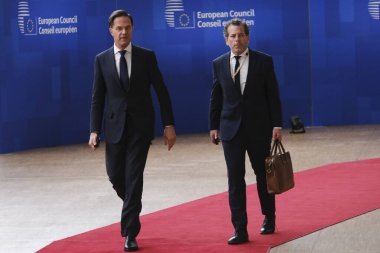 Hollanda Başbakanı Mark Rutte 23 Mart 2023 'te Brüksel' deki AB karargahına bir AB Zirvesi için geldi..