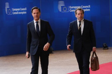 Hollanda Başbakanı Mark Rutte 23 Mart 2023 'te Brüksel' deki AB karargahına bir AB Zirvesi için geldi..