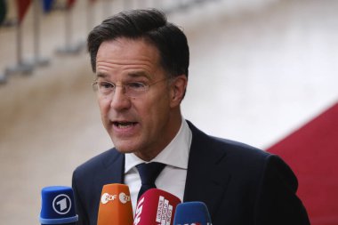 Hollanda Başbakanı Mark Rutte 23 Mart 2023 'te Brüksel' deki AB karargahına bir AB Zirvesi için geldi..