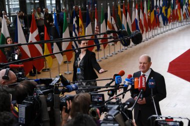 Almanya Başbakanı Olaf Scholz, 23 Mart 2023 'te Brüksel' deki AB genel merkezinde yapılacak AB zirvesinde konuşma yapacak..