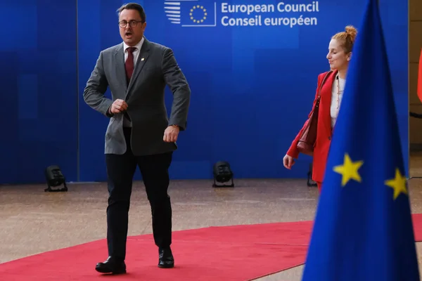 Premier Luksemburga Xavier Bettel Przyjeżdża Szczyt Siedzibie Brukseli Marca 2023 — Zdjęcie stockowe