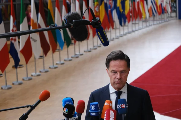 Premier Ministre Néerlandais Mark Rutte Arrive Pour Sommet Siège Bruxelles — Photo