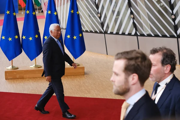Прем Міністр Португалії Антоніо Коста Прибуває Саміт Штаб Квартирі Брюсселі — стокове фото