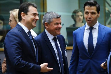 George PAPANASTASIOU, Enerji Bakanı 28 Mart 2023 'te Brüksel, Belçika' daki AB genel merkezine Ulaştırma, Haberleşme ve Enerji Konseyi için geldi.