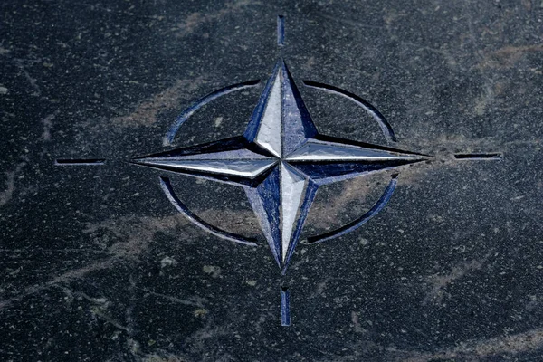 Socha Velitelství Nato Bruselu Belgie Dubna 2023 — Stock fotografie