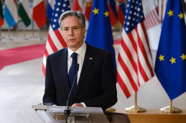 ABD Dışişleri Bakanı Antony Blinken ve AB Dışişleri Bakanı Josep Borrell, 4 Nisan 2023 'te Brüksel, Belçika' da gerçekleşen AB-ABD Enerji Konseyi Bakanlar Kurulu toplantısı öncesinde açıklama yaptılar..