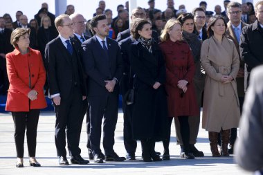 Dışişleri bakanları 4 Nisan 2023 'te Belçika' nın Brüksel kentinde düzenlenen NATO üyelik törenine katılmak üzere geldiler..