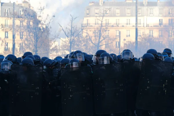 Αστυνομία Ταραχών Συγκρούστηκε Διαδηλωτές Κατά Διάρκεια Διαδήλωσης Εθνική Απεργία Εναντίον — Φωτογραφία Αρχείου