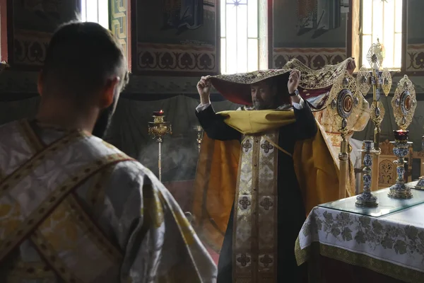 stock image Orthodox faithful take part in a ceremony of the Deposition of Jesus Christ on Orthodox Christian Good Friday in Platy, Greece on April 14, 2023