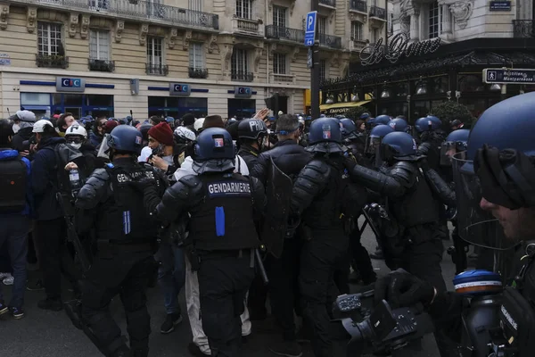 Polícia Choque Entrou Conflito Com Manifestantes Durante Uma Manifestação Uma — Fotografia de Stock