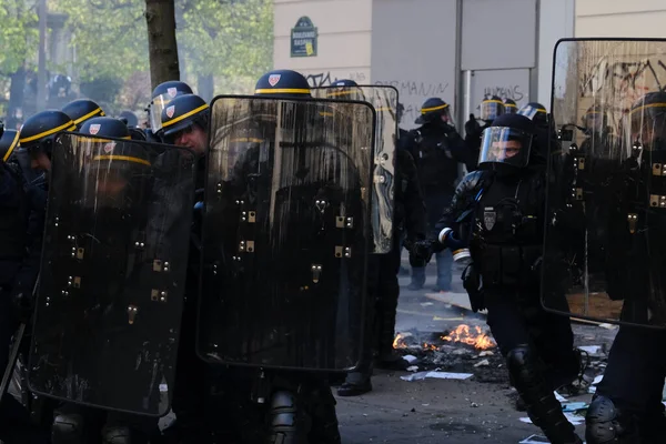 Uppror Polisen Krockade Med Demonstranter Demonstration Nationell Strejk Mot Regeringens — Stockfoto
