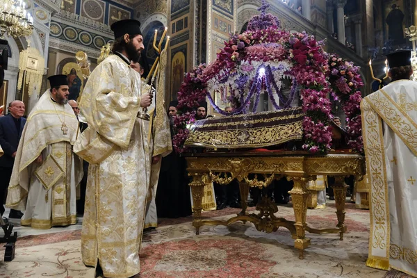 Orthodoxe Christelijke Gelovigen Nemen Deel Aan Epitaph Litanie Tijdens Heilige — Stockfoto