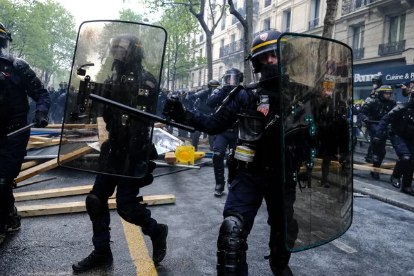Polícia Choque Entrou Confronto Com Manifestantes Margem Comício Anual Dia — Fotografia de Stock