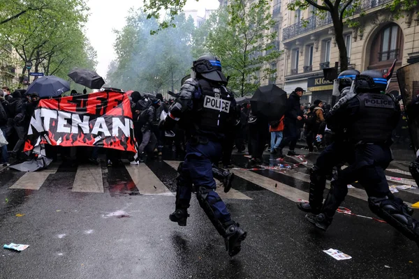 Police Émeute Est Affrontée Avec Des Manifestants Marge Rassemblement Annuel — Photo
