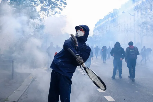 Riot Police Clashed Protesters Sidelines Annual May Day Labour Day — Stock Photo, Image