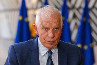 AB Yüksek Temsilcisi Josep BORRELL 4 Mayıs 2023 'te Brüksel, Belçika' daki AB Dışişleri Konseyi 'ne (Kalkınma) katılmak üzere geldi.