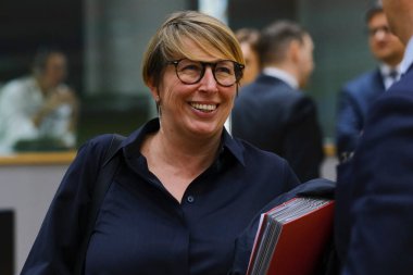 Kalkınma Bakanı Caroline GENNEZ 4 Mayıs 2023 'te Brüksel, Belçika' daki AB Dışişleri Konseyi 'ne (Kalkınma) katılmak üzere geldi..