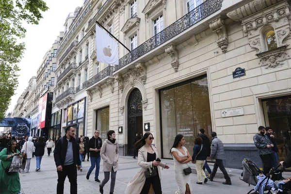 Pohled Exteriéru Obchodu Apple Paříži Francie Dubna 2023 — Stock fotografie