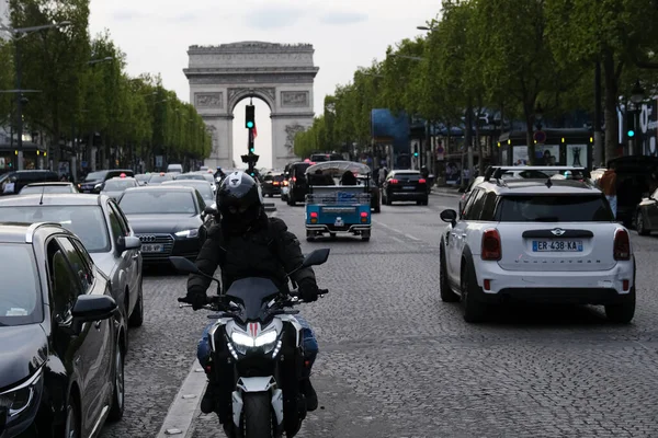 Traffic Jam Central Street Paris France April 2023 — Stock Photo, Image