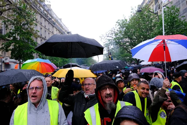 Människor Deltar Den Traditionella Arbetsmarschen Maj Mobiliseringsdag Mot Den Franska — Stockfoto