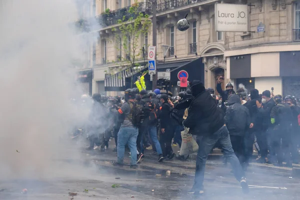 Çevik Kuvvet Mayıs 2023 Paris Fransa Fransız Emeklilik Reform Yasasına — Stok fotoğraf