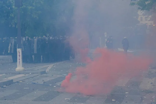 Police Émeute Utilise Des Gaz Lacrymogènes Pour Disperser Foule Lors — Photo