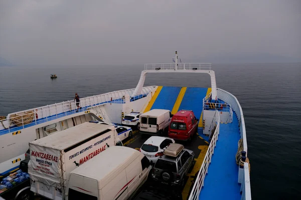 Une Traversée Ferry Entre Continent Île Eubée Grèce Août 2021 — Photo
