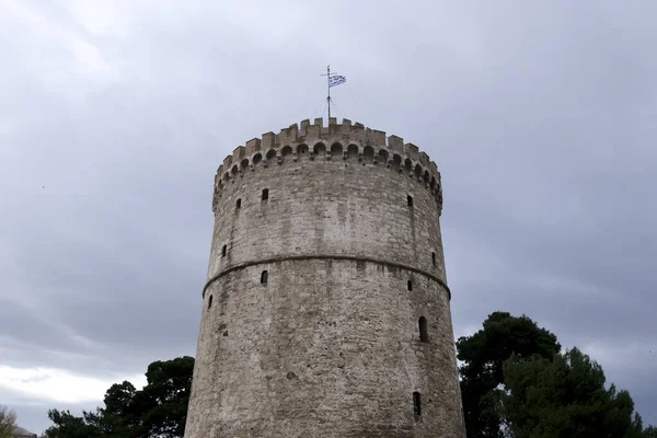 Yunanistan 'da 11 Aralık 2021' de Beyaz Selanik Kulesi.