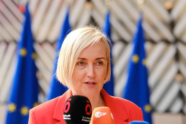 Kristina Kallas Oktatási Miniszter 2023 Május Érkezik Európai Tanács Brüsszeli — Stock Fotó