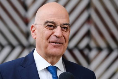 Yunanistan Dışişleri Bakanları Nikos Dendias 22 Mayıs 2023 'te Brüksel, Belçika' da düzenlenen Avrupa Birliği Dışişleri Konseyi toplantısına katıldı.