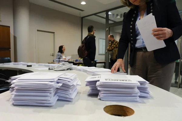 Ballots Displayed Polling Station Greek Legislative Election Polling Station Brussels — Stock Photo, Image
