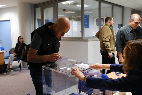 Eleitores Votaram Posto Votação Durante Eleições Legislativas Gregas Posto Votação — Fotografia de Stock