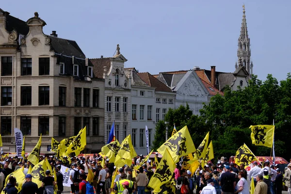 Manifestación Del Partido Extrema Derecha Flamenco Vlaams Belang Bruselas Bélgica —  Fotos de Stock