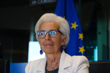 Avrupa Merkez Bankası (ECB) Başkanı Christine Lagarde, 5 Haziran 2023 'te Belçika' nın Brüksel kentinde bulunan AB Parlamentosu 'nun Ekonomik İşler Komitesi' ne katıldı..