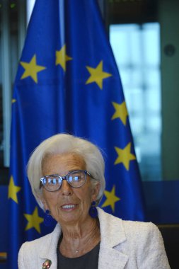 Avrupa Merkez Bankası (ECB) Başkanı Christine Lagarde, 5 Haziran 2023 'te Belçika' nın Brüksel kentinde bulunan AB Parlamentosu 'nun Ekonomik İşler Komitesi' ne katıldı..
