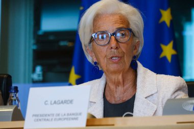 Avrupa Merkez Bankası (ECB) Başkanı Christine Lagarde, 5 Haziran 2023 'te Belçika' nın Brüksel kentinde bulunan AB Parlamentosu 'nun Ekonomik İşler Komitesi' ne katıldı..